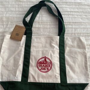 Trader Joe's Green and White Tote Bag
